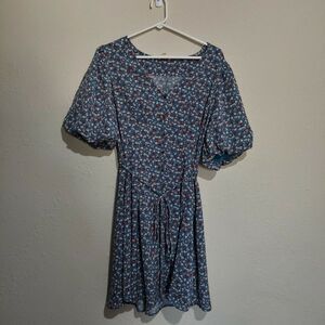 Kori America Floral Print Button Up Dress sz M Y2k Cottage Core